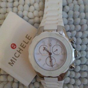 Auth. Michele women watch white silicone band